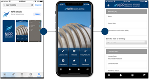 Screenshots of NIPR's mobile app.